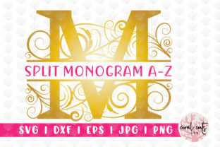 Alphabet Floral Split Monogram for Crafts and Graphics