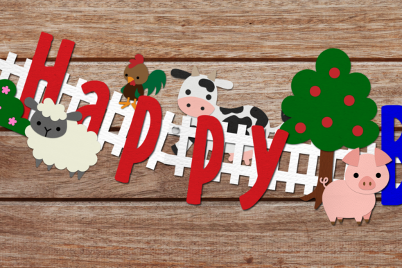 Farm Animal Party Banner Set: Graphics for Crafts & Branding