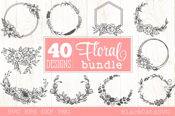 Floral Frames Bundle 40 Designs for Graphics and Crafts
