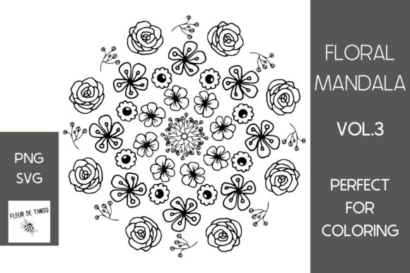 Floral Mandala Vol.3 Graphics for Coloring Pages & Crafts