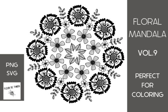 Floral Mandala Vol.9 Graphics for Coloring Pages & Branding