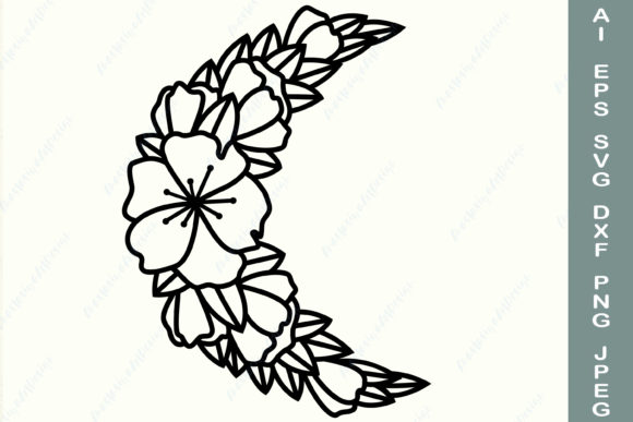 Floral Moon Monogram Flower Moon Graphics for Crafts