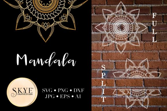 Mandala Bundle Split Mandala Half 03 for Graphics and Crafts