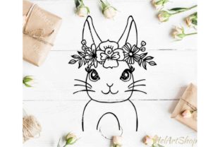 Rabbit, Easter Bunny, Floral Graphics for Crafts & Digital Sales