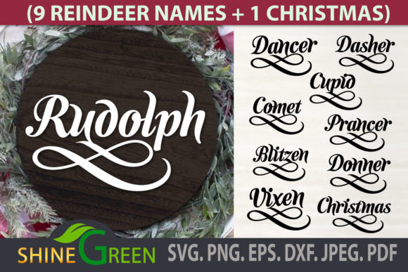 Reindeer Names Bundle - Christmas Rounds Graphics & Crafts