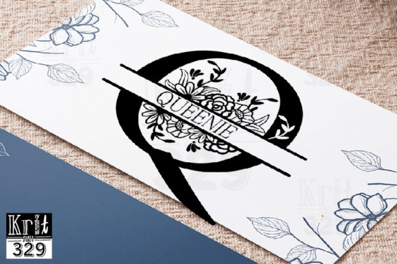 Split Monogram Q Botanical Border SVG for Graphics and Crafts