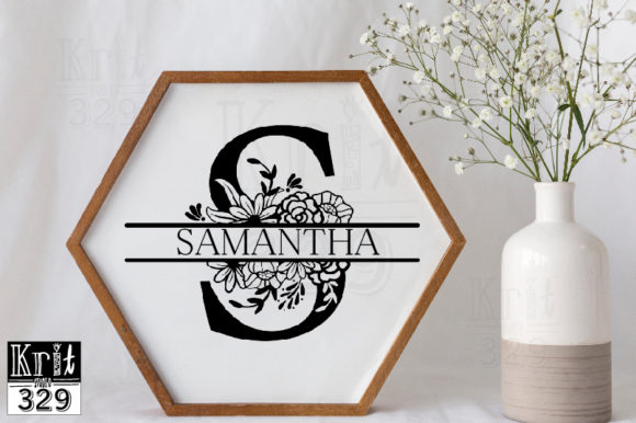 Split Monogram S Botanical Border SVG for Graphics and Crafts