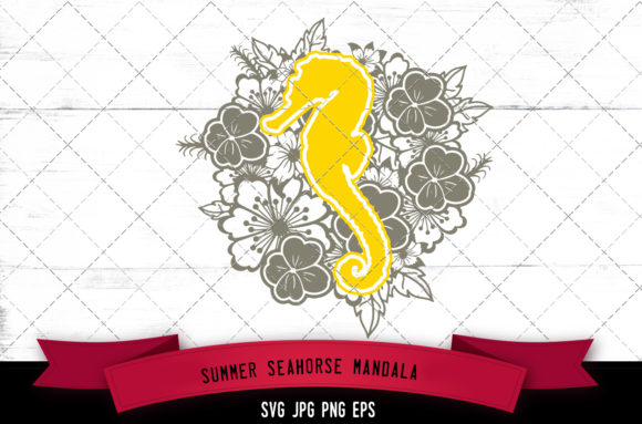 Tropical Floral Sea Horse Mandala Graphics for Crafts