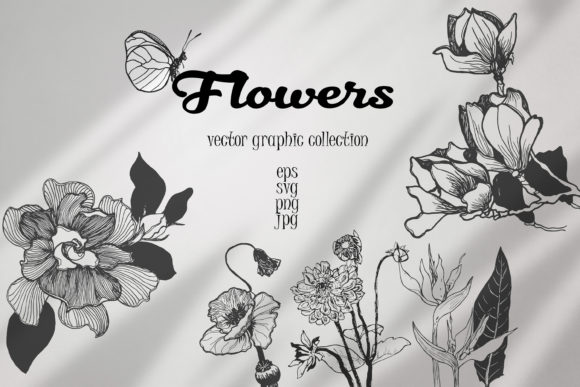 Vector Collection of Hand-drawn Flowers for Graphics and Crafts