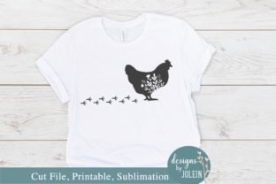Walking Floral Chicken Graphics for Crafts and Branding